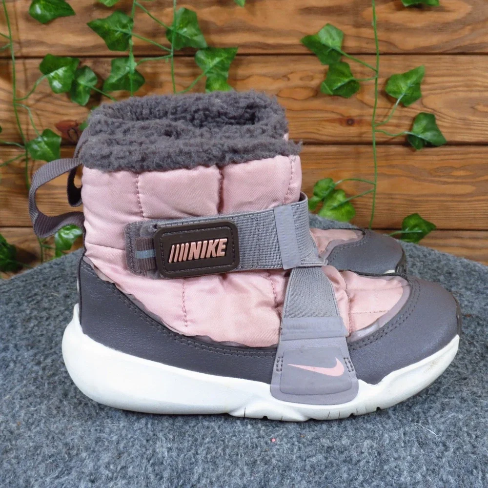 Nike Flex Advance Toddler Girls Winter Boot 12C Snow Cold Weather Pink Grey